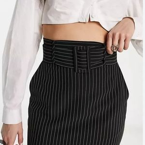Body by Victoria Secret black pinstripe midi pencil skirt size 10 career office